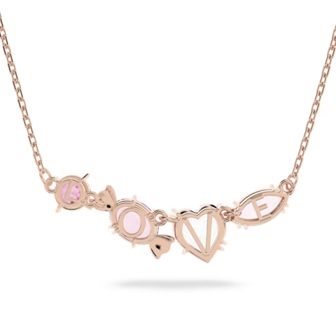 SWAROVSKI Gema 520 pendant (Candy and heart, Pink, Rose gold-tone plated) - Dây chuyền kẹo, tim, LOVE hồng - JEWELRY NECKLACE