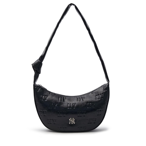 MLB Classic Monogram Crack Emboss Cross Bag Boston B White / Newyork NY Black - Túi xách, đeo vai màu trắng / đen