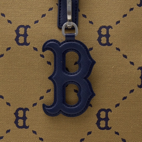 Túi MLB Diamond Monogram Jacquard Large Tote Bag Boston Red Sox Beige - Túi xách to màu nâu be