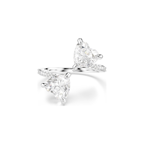 SWAROVSKI Mesmera Attract open ring (Heart cut, Pavé, White, Silver-tone finish) - RINGS - Nhẫn hình trái tim, pha lê trắng - JEWELRY
