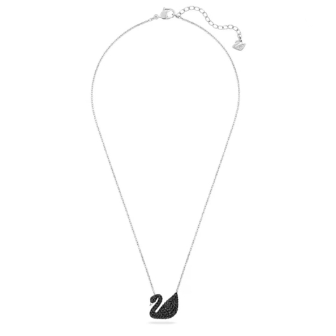 SWAROVSKI Iconic Swan pendant (Medium, Black, Rhodium plated) - Dây cổ, dây chuyền thiên nga đen, dây trắng - JEWELRY NECKLACE
