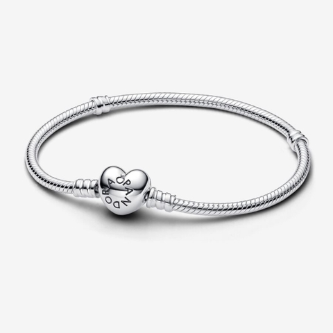 Pandora Moments Heart Clasp Snake Chain Bracelet - Vòng/lắc tay bạc, khoá tim, dáng mềm - JEWELRY BRACELET