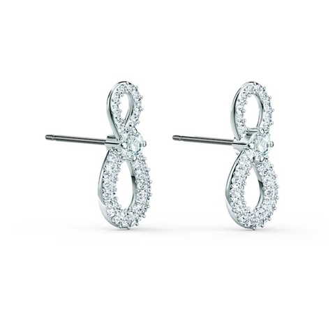SWAROVSKI Hyperbola earrings (Infinity, White, Rhodium plated) - Khuyên tai, hình vô cực vĩnh cửu, màu trắng- JEWERY