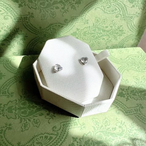 SWAROVSKI Matrix stud earrings (Trilliant cut, White, Rhodium plated) - Khuyên tai pha lê trắng - JEWERY