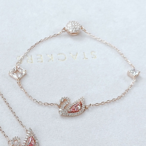 SWAROVSKI Dazzling Swan bracelet (Magnetic closure, Swan, Pink, Rose gold) - Vòng/lắc tay thiên nga hồng - SWAROVSKI - JEWELRY