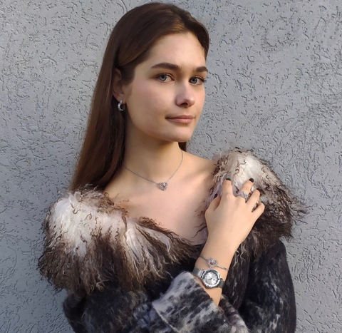 SWAROVSKI Matrix hoop earrings (Heart, Small, White, Rhodium plated) - KHUYÊN TAI HÌNH TRÁI TIM - SWAROVSKI - JEWELRY