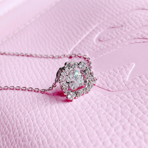 SWAROVSKI Una set (Mixed cuts, Clover, White, Rhodium plated) - EARRINGS & NECKLACE - Khuyên tai + dây cổ, pha lê trắng chuyển động - JEWELRY