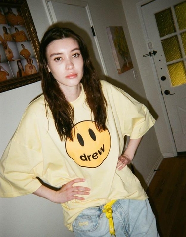 Áo Drew House Mascot SS Teê LIGHT YELLOW T-SHIRT - Áo thun cổ tròn tay lở màu vàng tươi