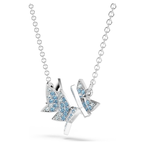 CHÍNH HÃNG - SWAROVSKI Idyllia Lilia necklace (Butterfly, Blue, Rhodium plated) - Dây cổ, chuyền hình bướm, pha lê trắng/xanh - JEWELRY NECKLACE