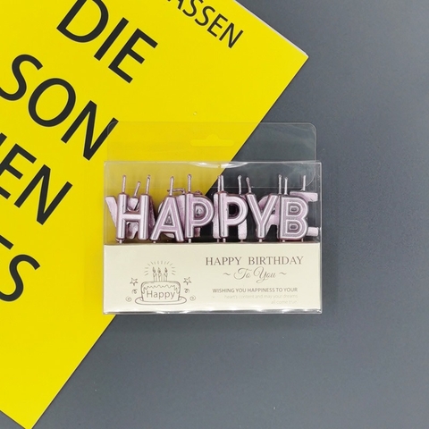 Nến chữ HPBD/ Hồng