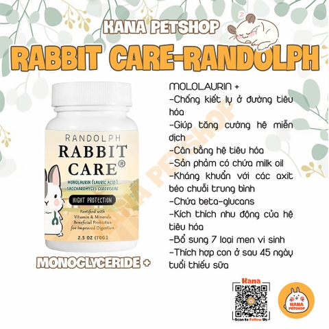 Rabbit Care Randolph 🐹FREESHIP🐹 Hồi Phục Pet Tiêu Hóa Đường Ruột Thỏ Bọ Chinchilla Sóc Gặm Nhắm