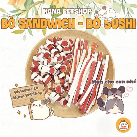Thức ăn hamster 🐹FREESHIP🐹 Sushi Bò Cuộn Đồ Ăn Vặt Vỗ Béo Cho Hamster. Quà thưởng Hamster Bear,Sóc Bay Úc, Sóc, Nhím