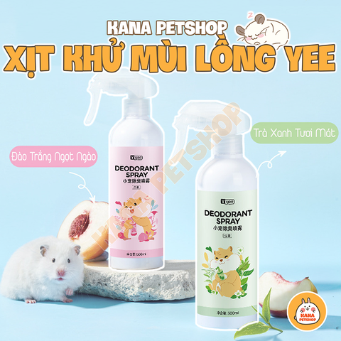 Xịt Khử Mùi Hamster Yee 🐹FREESHIP🐹Xịt Kháng Khuẩn Chuồng Hương Trà Xanh - Hương Đào Hamster, Guinea Pig, Thỏ