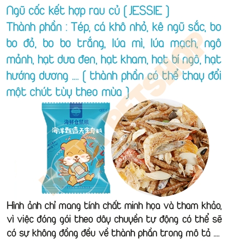 Thức Ăn Ngũ Cốc Mini 🐹FREESHIP🐹 Jessie Gói Mini 5 Vị Rau Củ - Hải Sản - Hoa Cỏ -Thịt Sấy Cho hamster