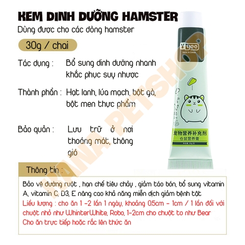 Kem Dinh Dưỡng Hamster 🐹FREESHIP🐹 Gel Vitamin Yee Bổ Sung Dinh Dưỡng, Khắc Phục Suy Nhược Hamster ...