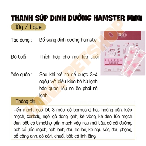 Thanh Dinh Dưỡng Yee Hamster Mini 🐹FREESHIP🐹 Súp thưởng Ngũ Cốc Trái Cây Các Loại Thịt Hỗn Hợp Hãng Yee Cho Hamster