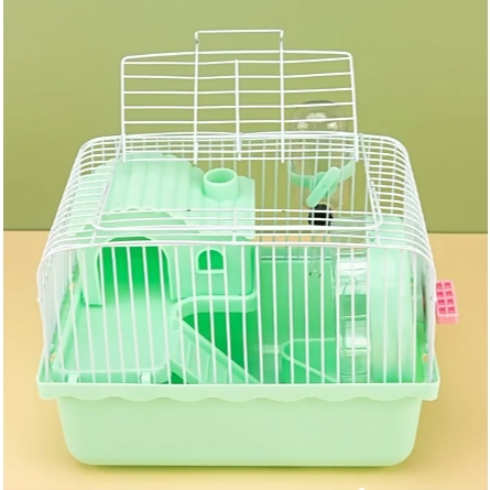 Lồng Hamster Mini Kèm Gác Lửng Nhỏ Full.Chuồng Hamster Mini 𝐠𝐚́𝐜 𝐥𝐮̛̉𝐧𝐠 𝐧𝐡𝐨̉ Full Phụ Kiện Wheel Chạy Chén Ăn Bình Nước