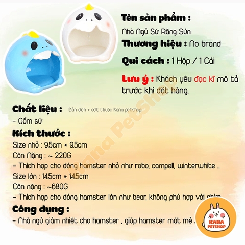 Nhà Gốm Sứ Cho Hamster 🐹FREESHIP🐹 Nhà Sứ Răng Sún Đáng Yêu Cho Thú Nhỏ Mát Mẻ Mọi Mùa