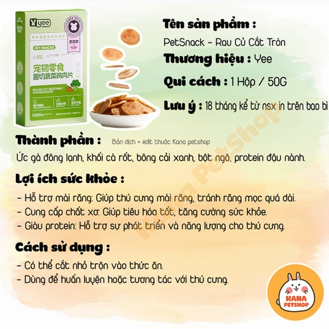 Snack Ăn Dặm 🐹FREESHIP🐹Pet Snack Từ Thịt Gà, Rau Củ, Phô Mai Lát Tròn Sausage Gà Yee Cho Hamster