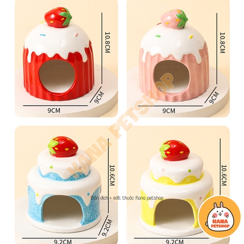 Nhà Sứ Cupcake Hamster 🐹FREESHIP🐹 Cupcake Dâu Nhà Ngủ Giảm Nhiệt Mùa Hè Cho Hamster