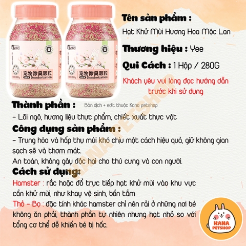 Hạt Khử Mùi Khay Vệ Sinh Yee Cho Thỏ, Bọ Ú, Thú Nhỏ