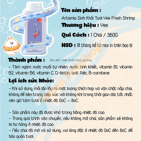 Artemia Sinh Khối YEE FRESH SHRIMP . Artermia Tươi Cung Cấp Dinh Dưỡng Toàn Diện Cho Cá Cảnh