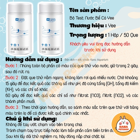 [9 in 1] Bộ Test Nước 9 Trong1 Yee 🐟 FREESHIP 🐟 Test pH/gH/kH/No3/No2/TCL/Cl2/H2S/TA Bể Cá Chính Xác