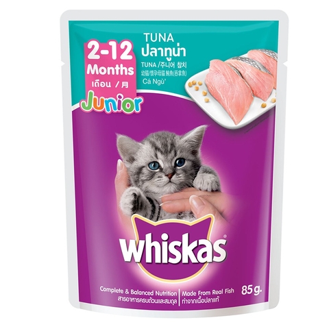 Pate Whiskas Cho Mèo Con Gói 80g - Cá Ngừ & Cá Thu