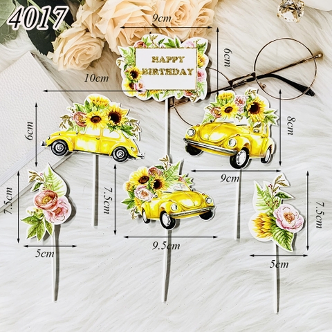 SCG-set cắm xe hoa nhũ vàng