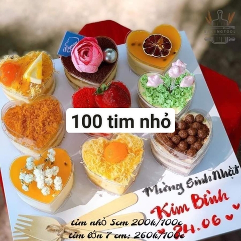 Combo 10 khuôn mica cốc tim nhỏ
