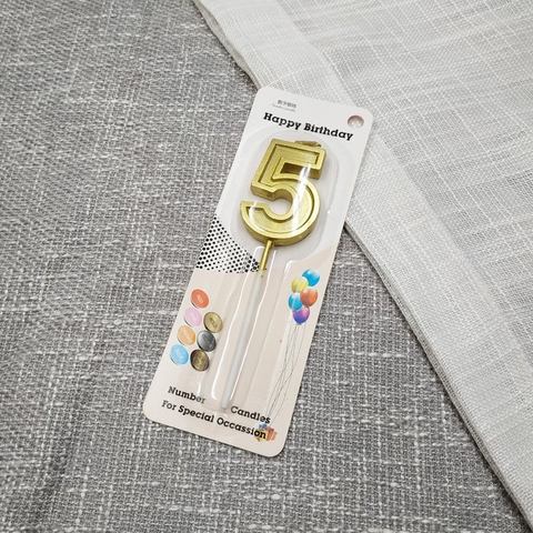 Nến số 5 vàng nhũ