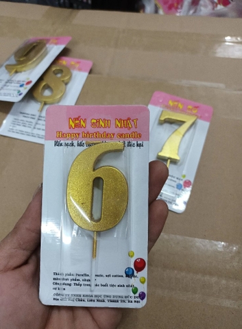 Nến số 6 nhũ vàng đồng loại to