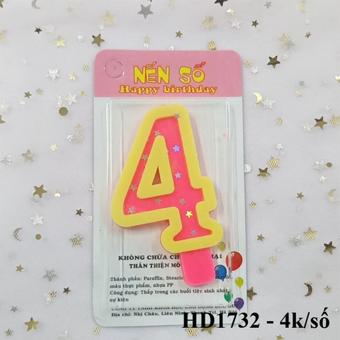 Nến số hồng sao loại to ( số 4 )