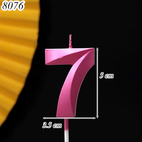 Nến số nhũ Hồng Đậm 3D số 7