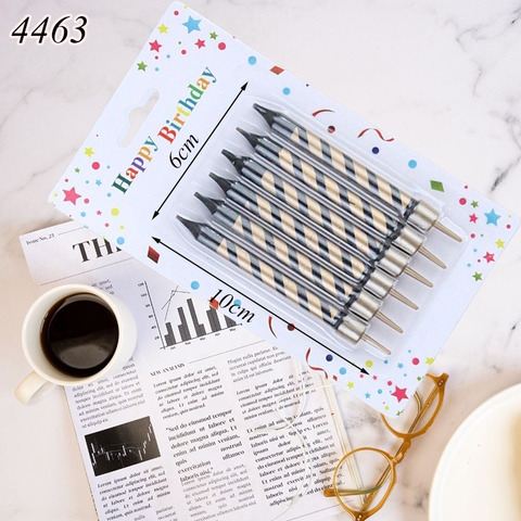 Vỉ 6 nến đen in xoắn vàng