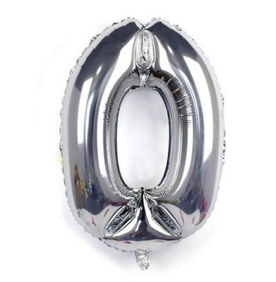 10 bóng số 0 bạc size 80cm