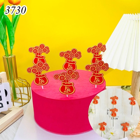 SCG-set cắm hũ tiền nhũ đỏ