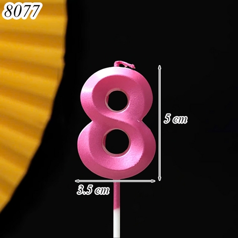 Nến số nhũ Hồng Đậm 3D số 8