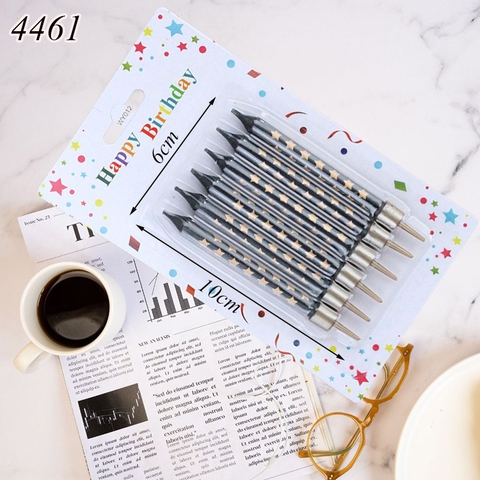 Vỉ 6 nến đen in hình sao vàng
