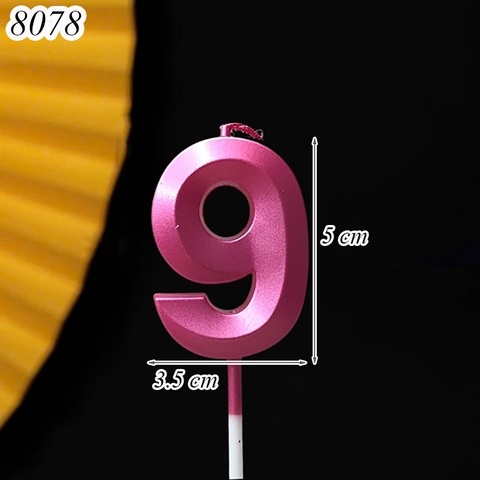 Nến số nhũ Hồng Đậm 3D số 9