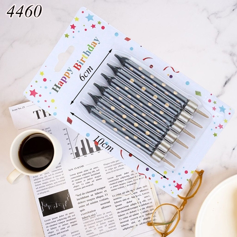Vỉ 6 nến đen chấm bi vàng