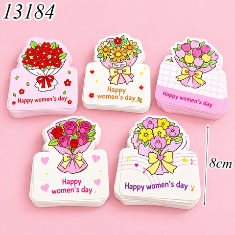 Túi 50 thẻ Happy Women Day hình Bó Hoa Size To