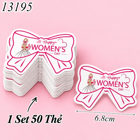 Túi 50 thẻ Happy Women Day Hình Nơ Size Nhỏ 267