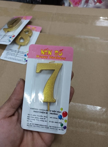 Nến số 7 nhũ vàng đồng loại to