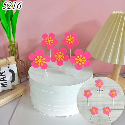 SCG-set cắm hoa mai nỉ hồng đậm HD