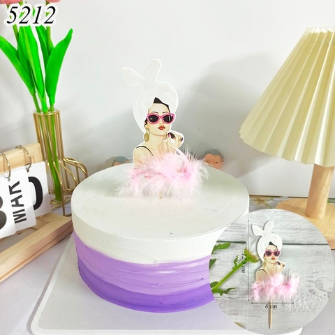 SCG-set cắm cô gái quấn khăn tai thỏ lông vũ hồng MT.