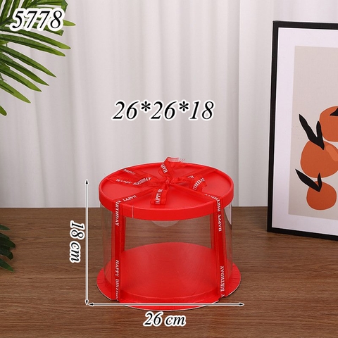 Hộp meka tròn có nắp đỏ (26*26*18)