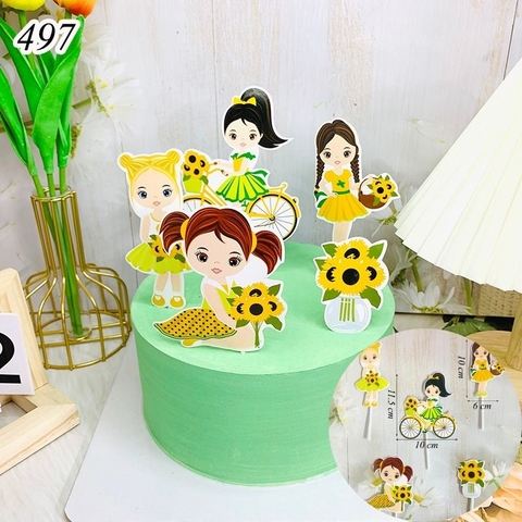 SCG - Set cắm 4 cô gái váy vàng xe đạp