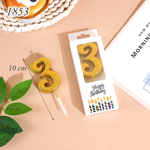 Nến số 3 nhũ vàng TP.