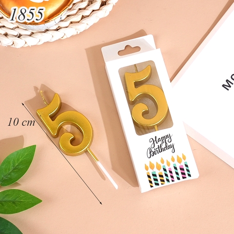 Nến số 5 nhũ vàng TP